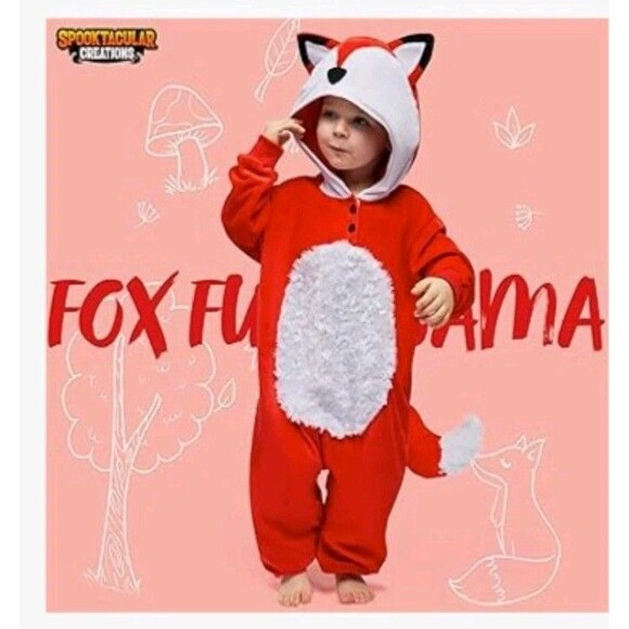 Halloween Baby Fox Costume Cosplay, For A Fox Toddler Jumpsuit, Button Hooded... - Picture 2 of 8